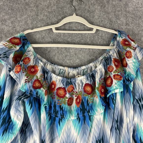 Savanna Jane Embroidered Top Womens 2X Floral Off Shoulder Colorful Boho NEW - Picture 11 of 14